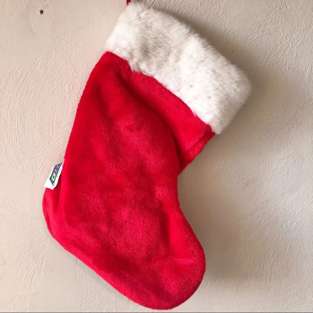 Vintage Christmas Stocking with Plush Stuffed‎ Animal Teddy Bear
